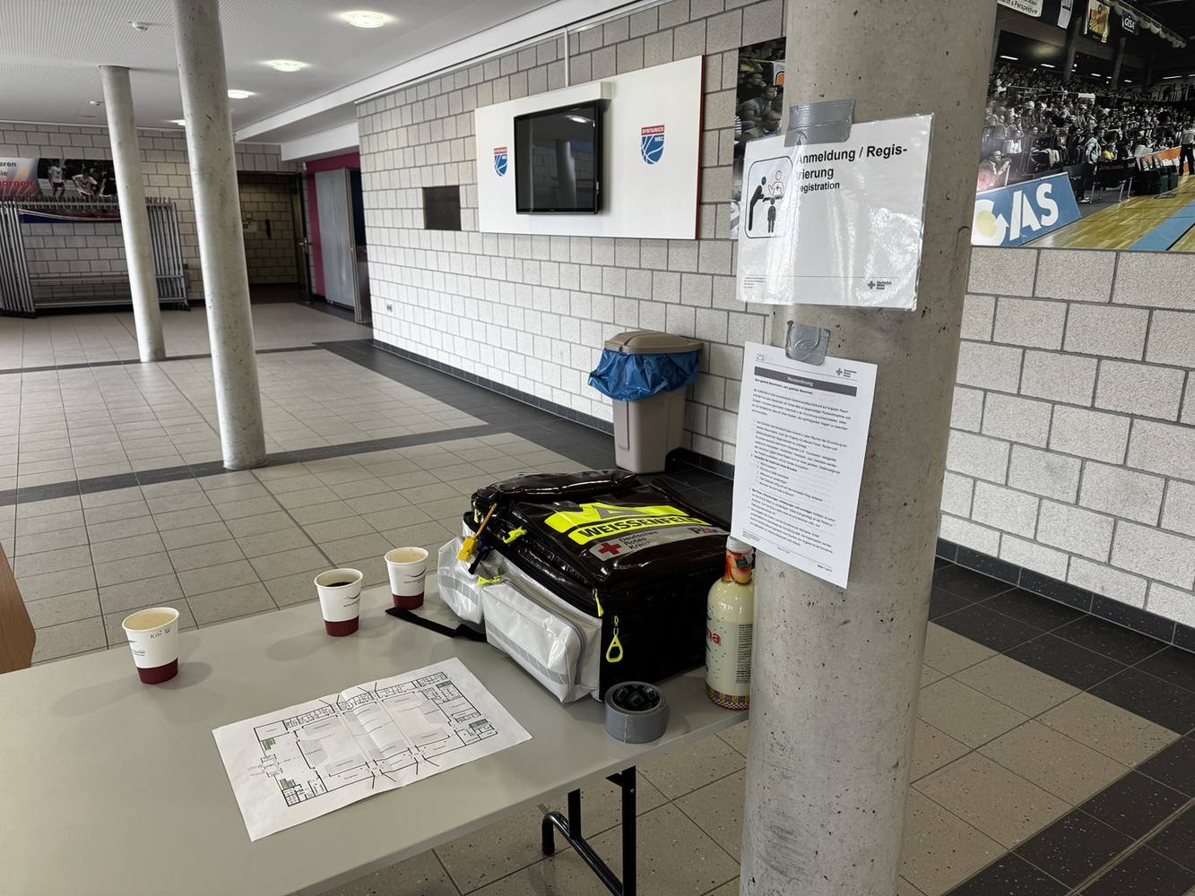 Registrierungs- und Betreuungsbereich der DRK-Bereitschaften